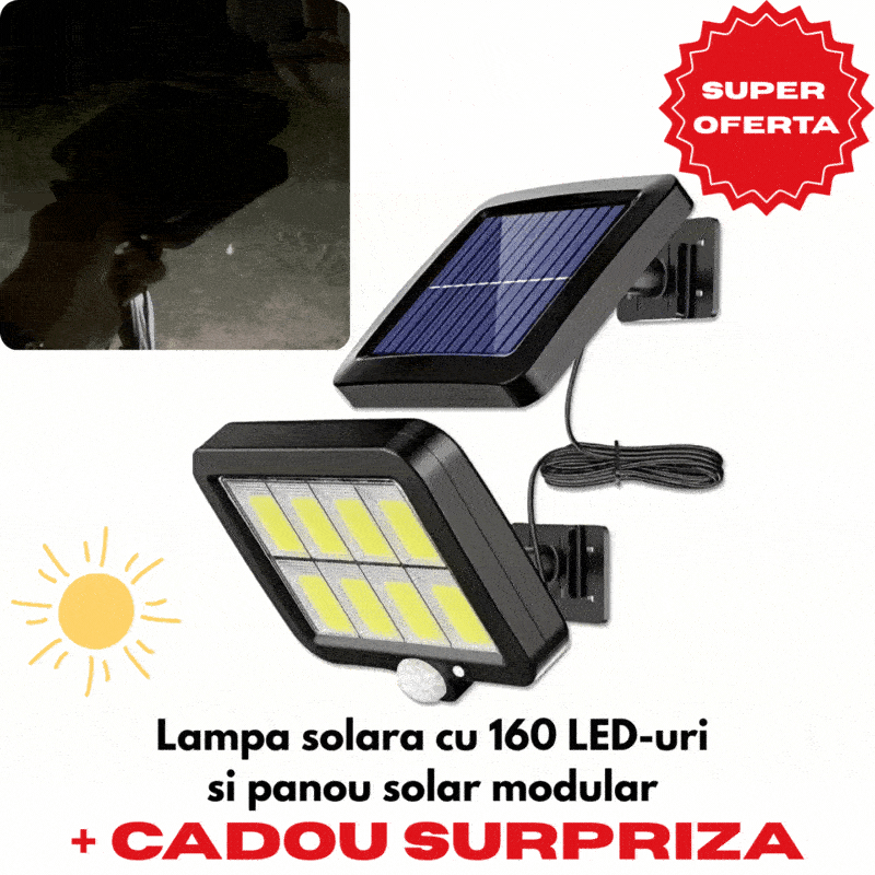 SolarGuard™ - Lampa Solara LED | 250W Putere | Cu panou solar modular și telecomandă